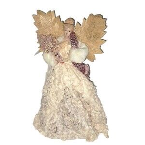 December Diamonds Blush Angel 20" Christmas Tree Topper White Pink 11-11167